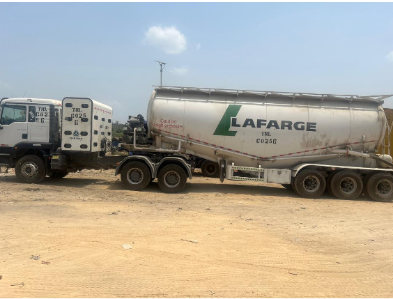 Lafarge trailer in yard